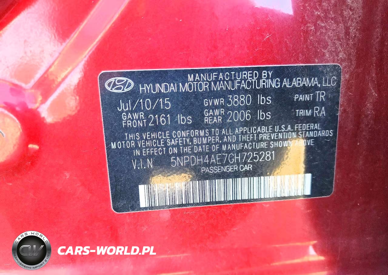 2016 Hyundai Elantra Se VIN:5NPDH4AE7GH725281 - 12