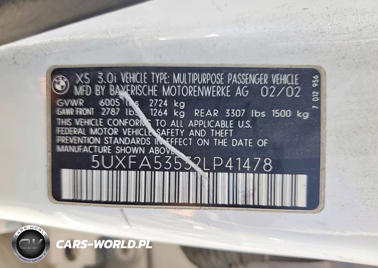 2002 BMW X5 3.0I VIN:5UXFA53532LP41478 - 13