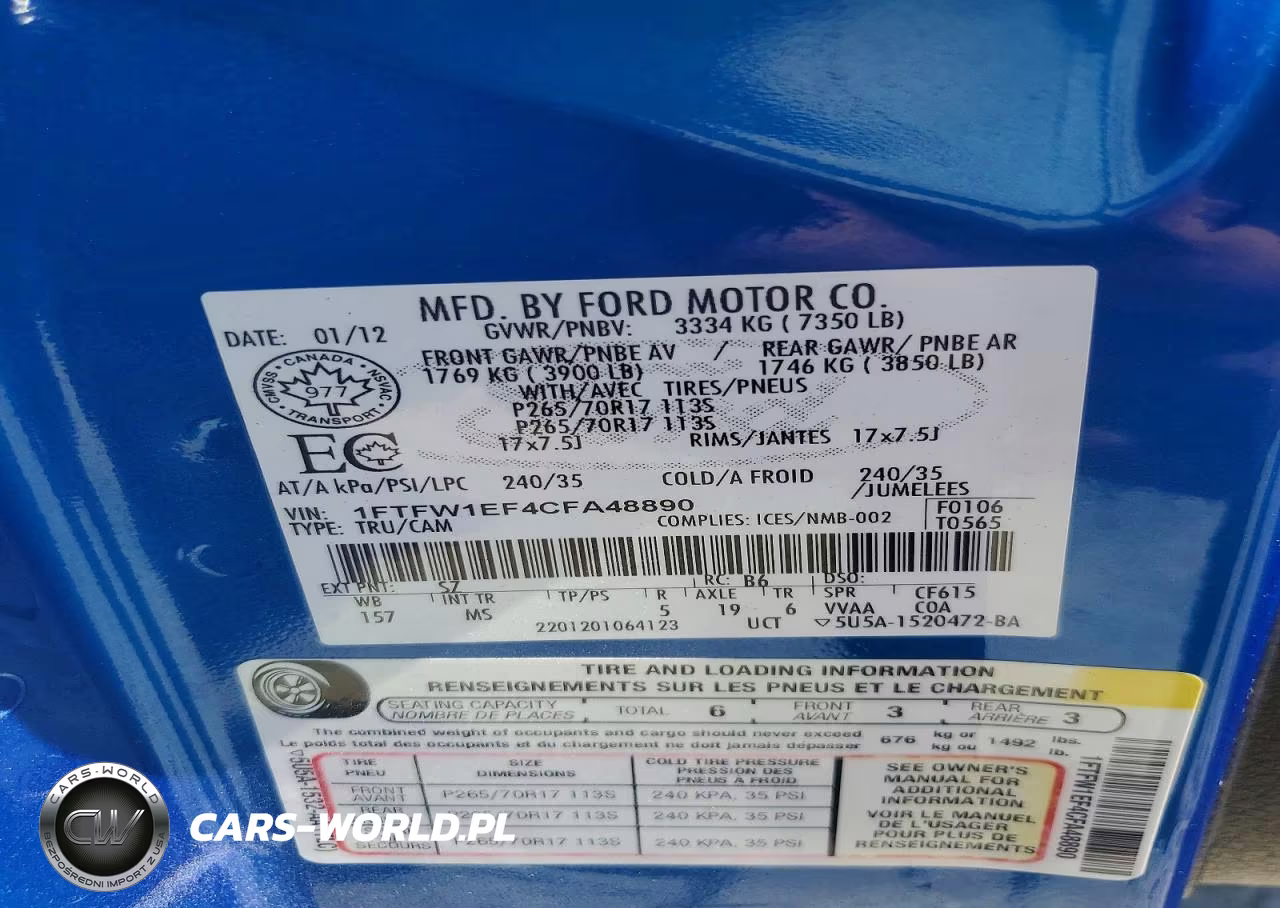 2012 Ford F150 Supercrew VIN:1FTFW1EF4CFA48890 - 12
