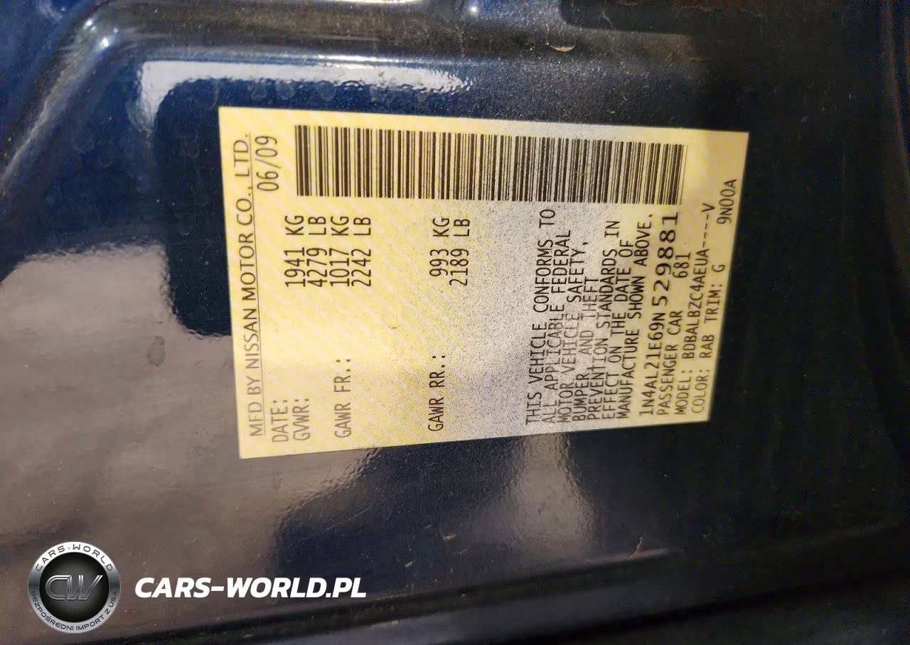 2009 Nissan Altima 2.5 VIN:1N4AL21E69N529881 - 12