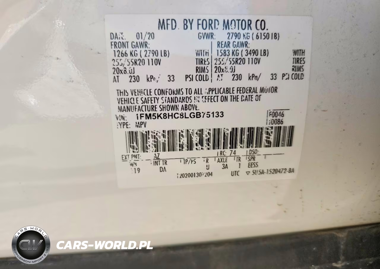 2020 Ford Explorer Platinum VIN:1FM5K8HC8LGB75133 - 13