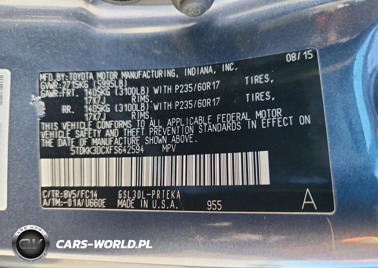 2015 Toyota Sienna Le VIN:5TDKK3DCXFS642594 - 13