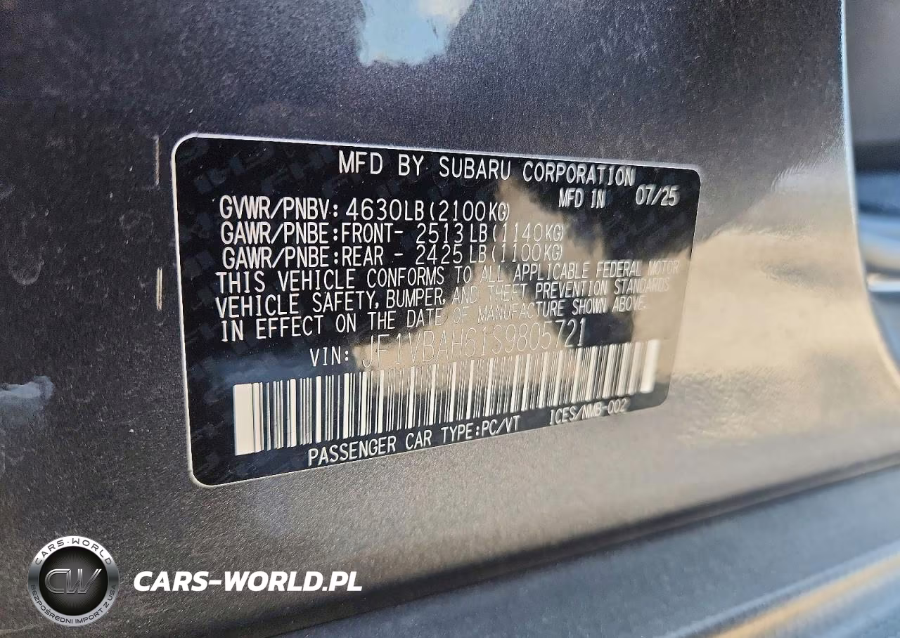 2025 Subaru Wrx Premium VIN:JF1VBAH61S9805721 - 12