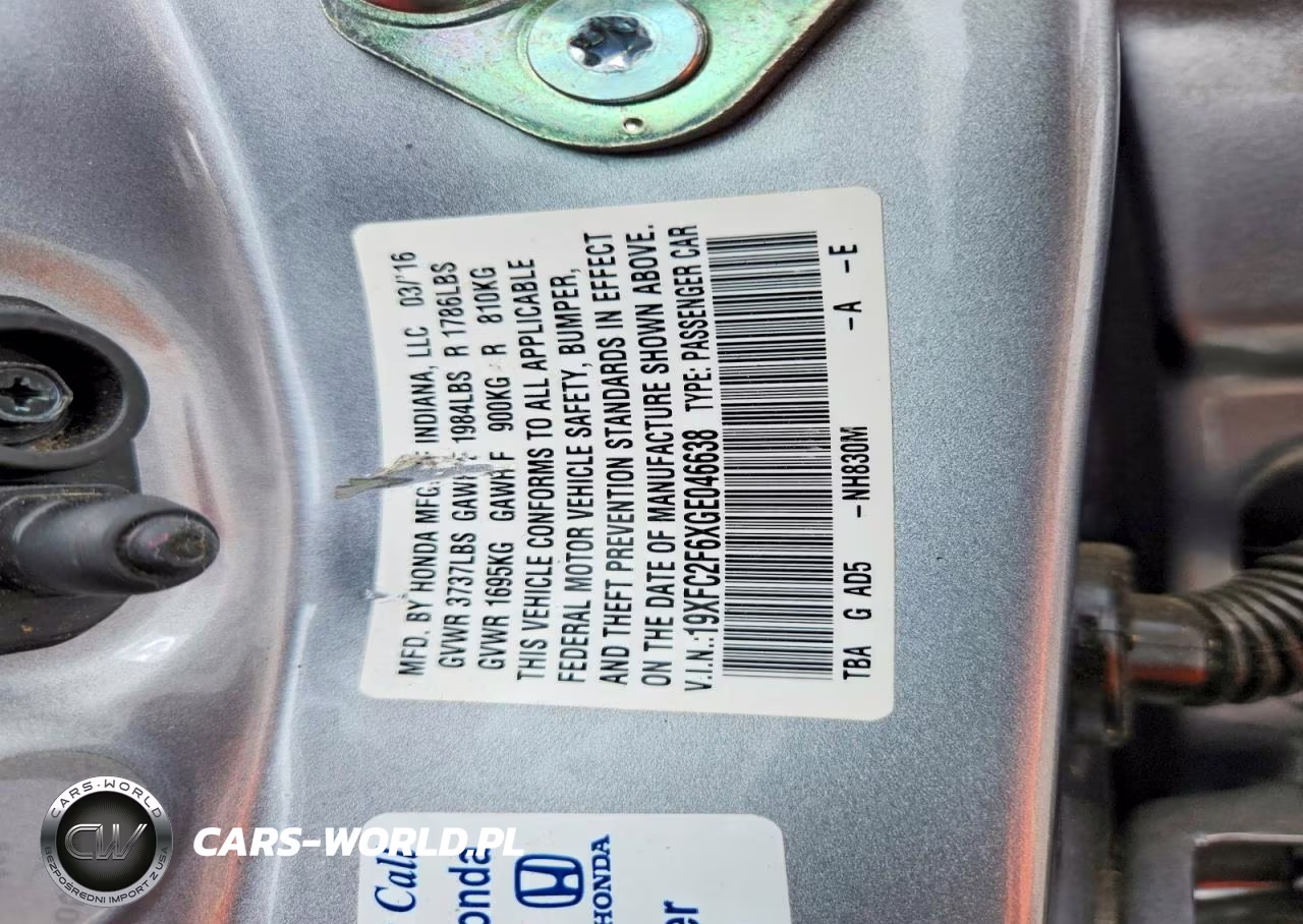 2016 Honda Civic Lx VIN:19XFC2F6XGE046638 - 12
