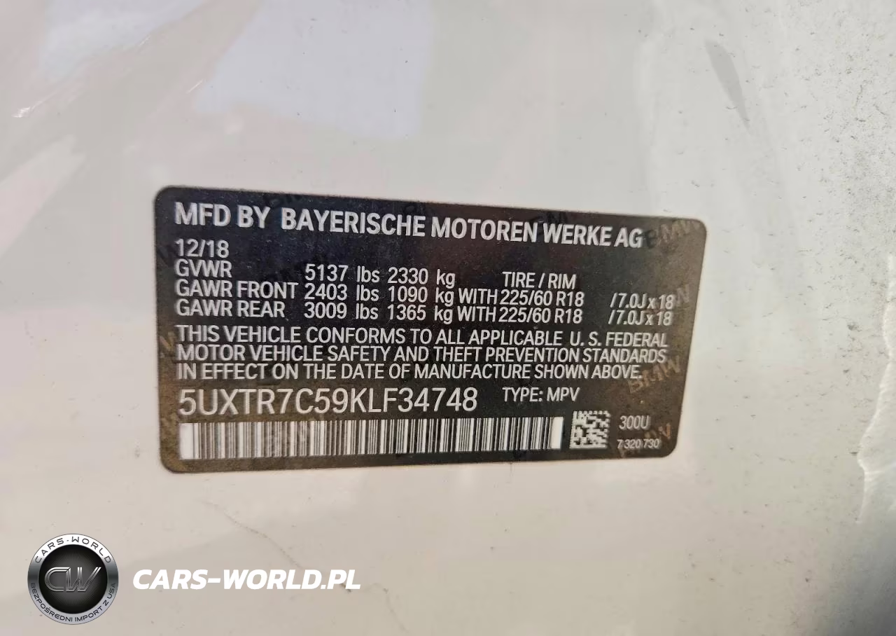 2019 BMW X3 Sdrive30I VIN:5UXTR7C59KLF34748 - 13