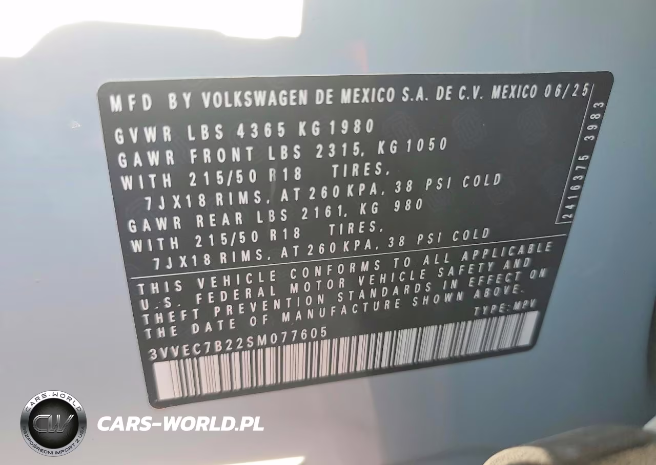 2025 Volkswagen Taos Se VIN:3VVEC7B22SM077605 - 13