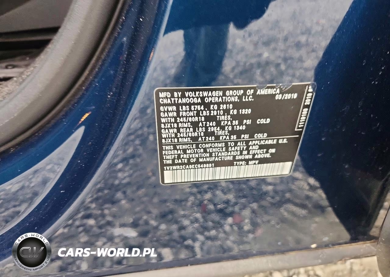 2019 Volkswagen Atlas Se VIN:1V2WR2CA9KC549891 - 13