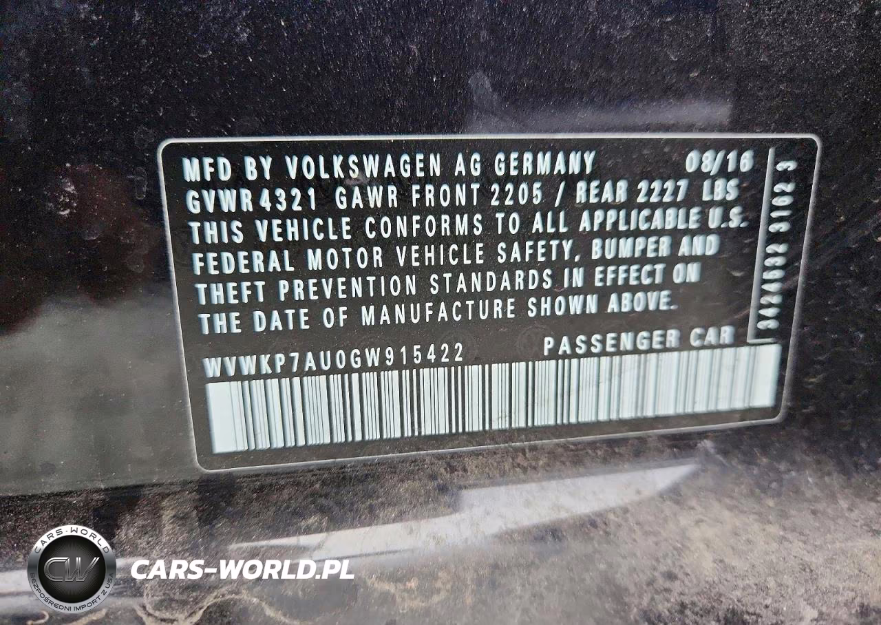 2016 Volkswagen E-Golf Se VIN:WVWKP7AU0GW915422 - 12
