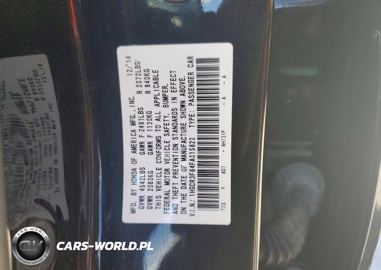2015 Honda Accord Exl VIN:1HGCR3F84FA015820 - 13