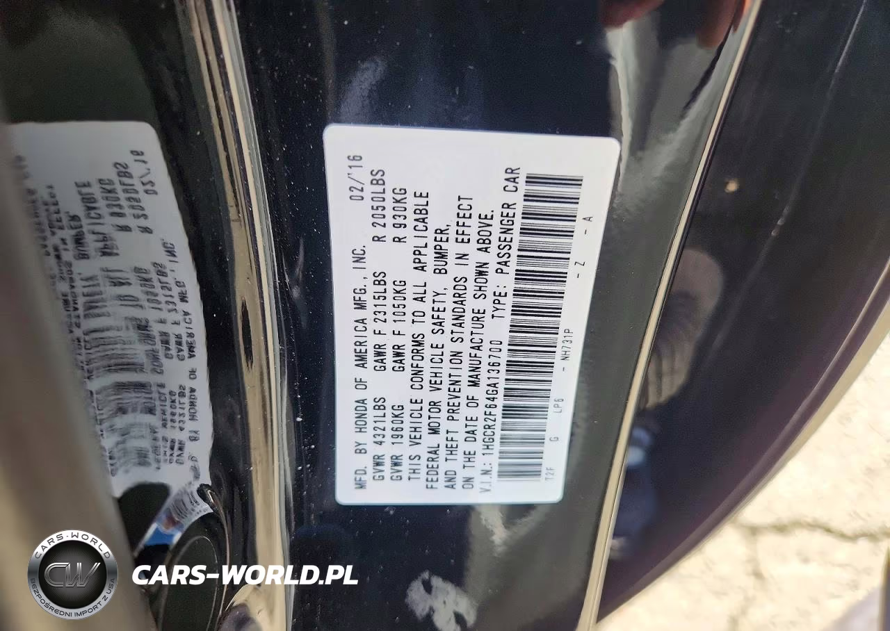 2016 Honda Accord Sport VIN:1HGCR2F64GA136700 - 12