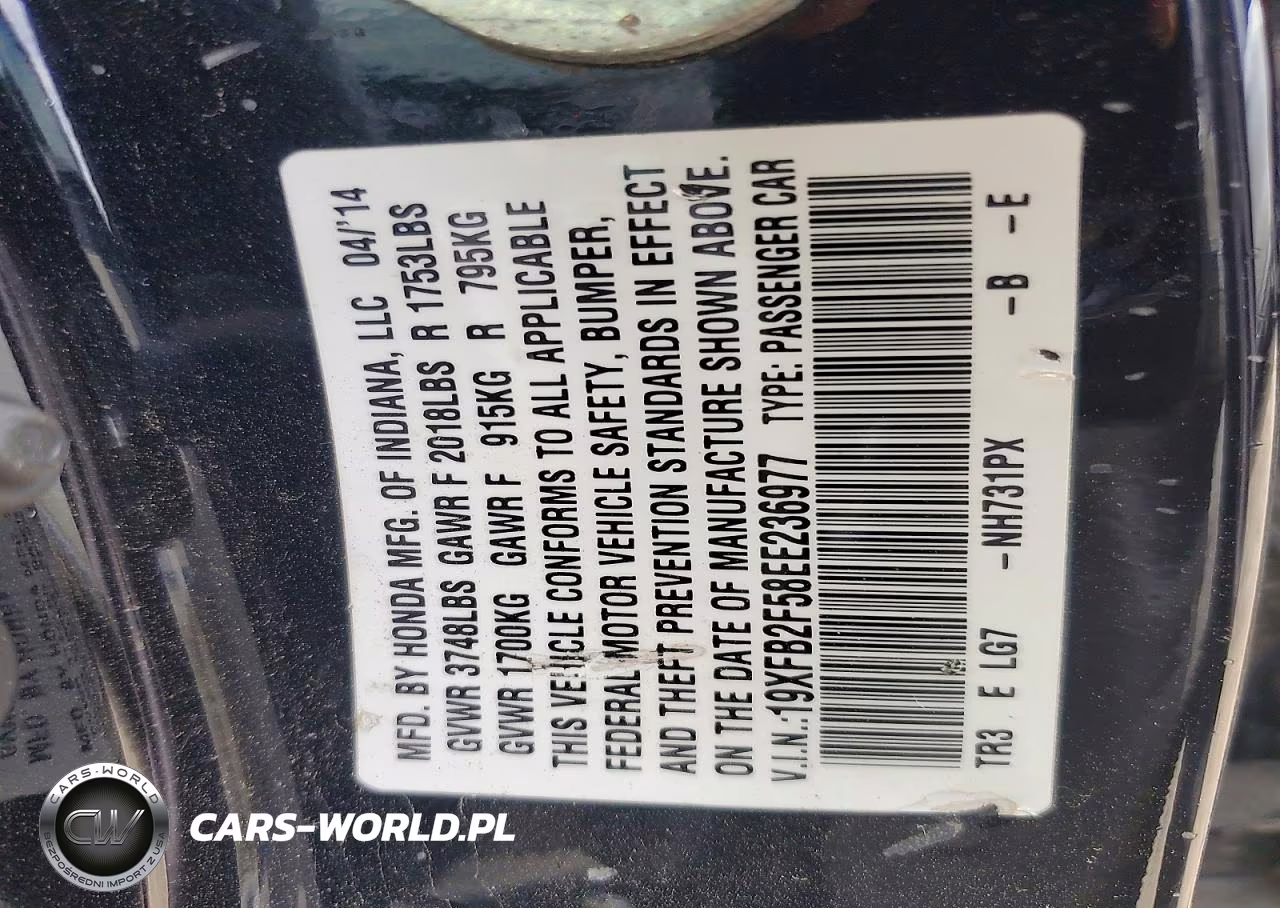 2014 Honda Civic Lx VIN:19XFB2F58EE236977 - 12