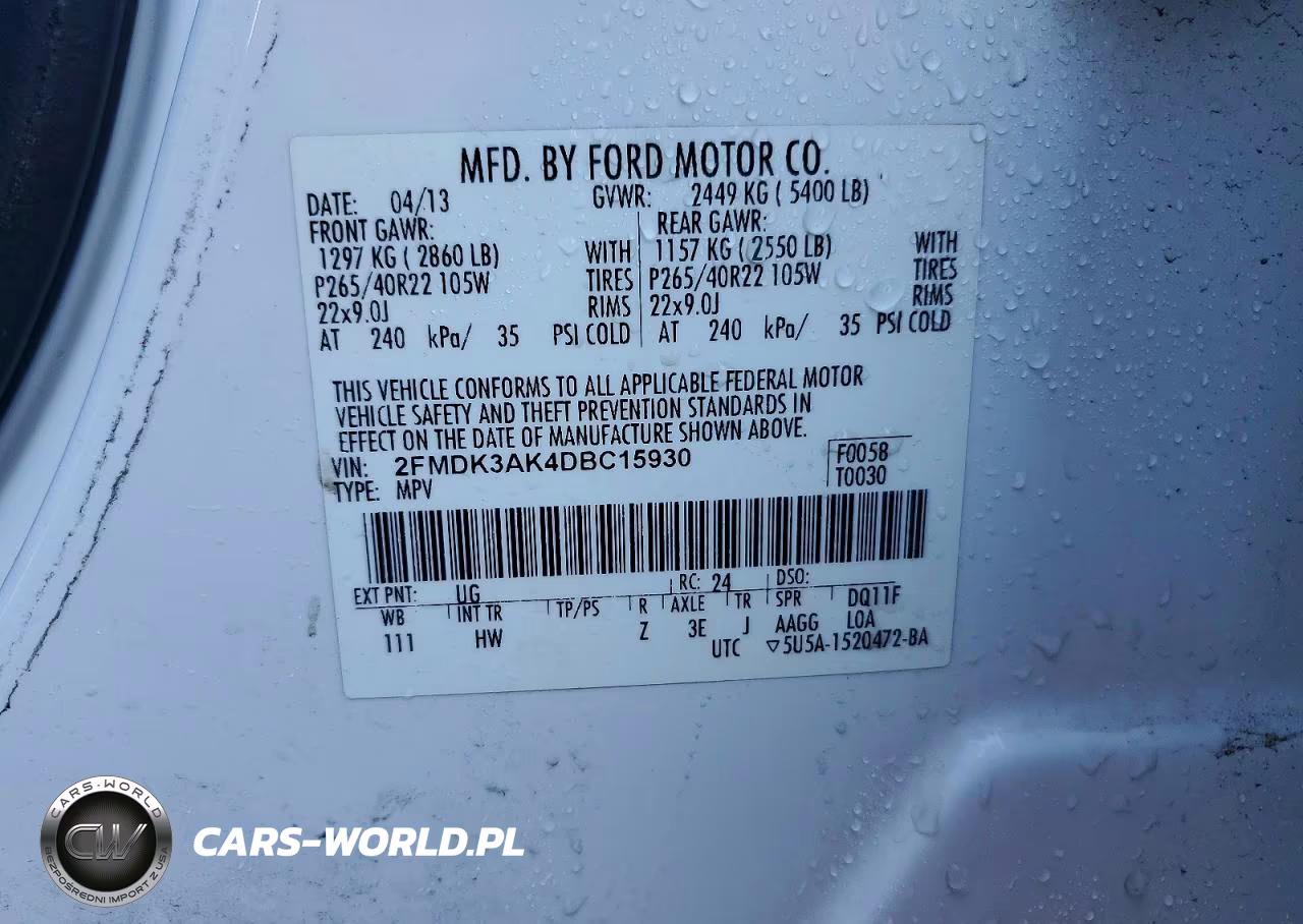 2013 Ford Edge Sport VIN:2FMDK3AK4DBC15930 - 13