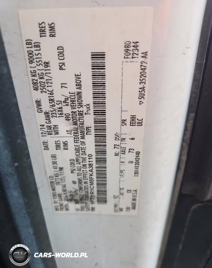 2015 Ford Transit T-250 VIN:1FTYR1CM5FKA38110 - 13