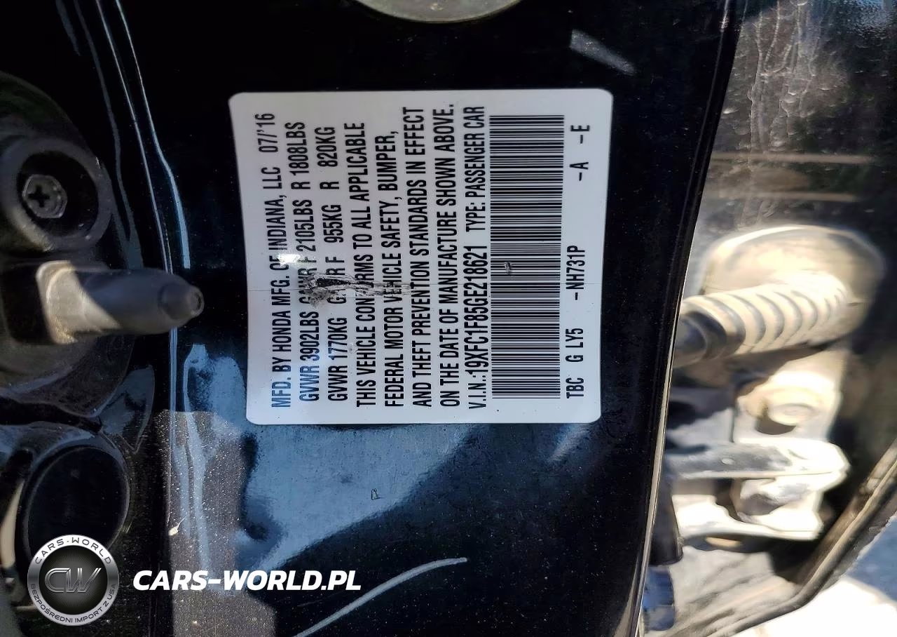 2016 Honda Civic Ex VIN:19XFC1F85GE218621 - 12
