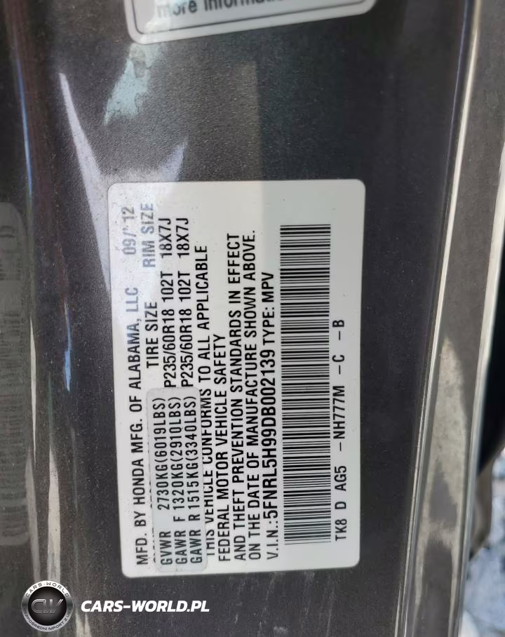 2013 Honda Odyssey Touring VIN:5FNRL5H99DB002139 - 13