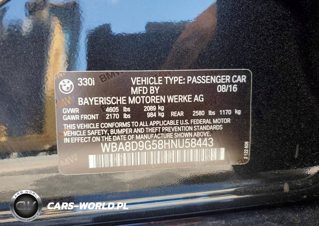 2017 BMW 330 Xi VIN:WBA8D9G58HNU58443 - 12