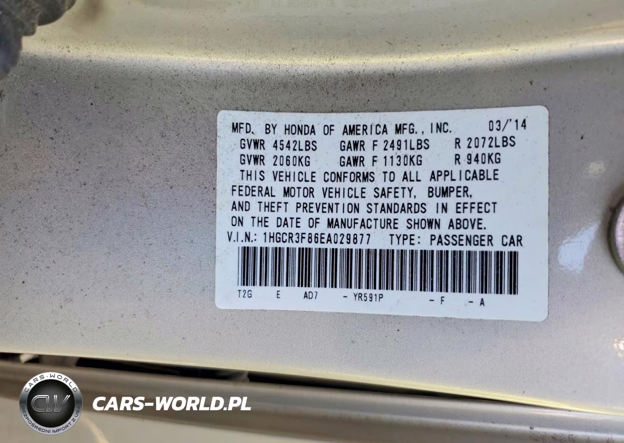 2014 Honda Accord Exl VIN:1HGCR3F86EA029877 - 12