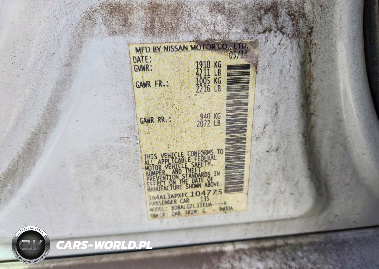 2015 Nissan Altima 2.5 S VIN:1N4AL3APXFC104775 - 12