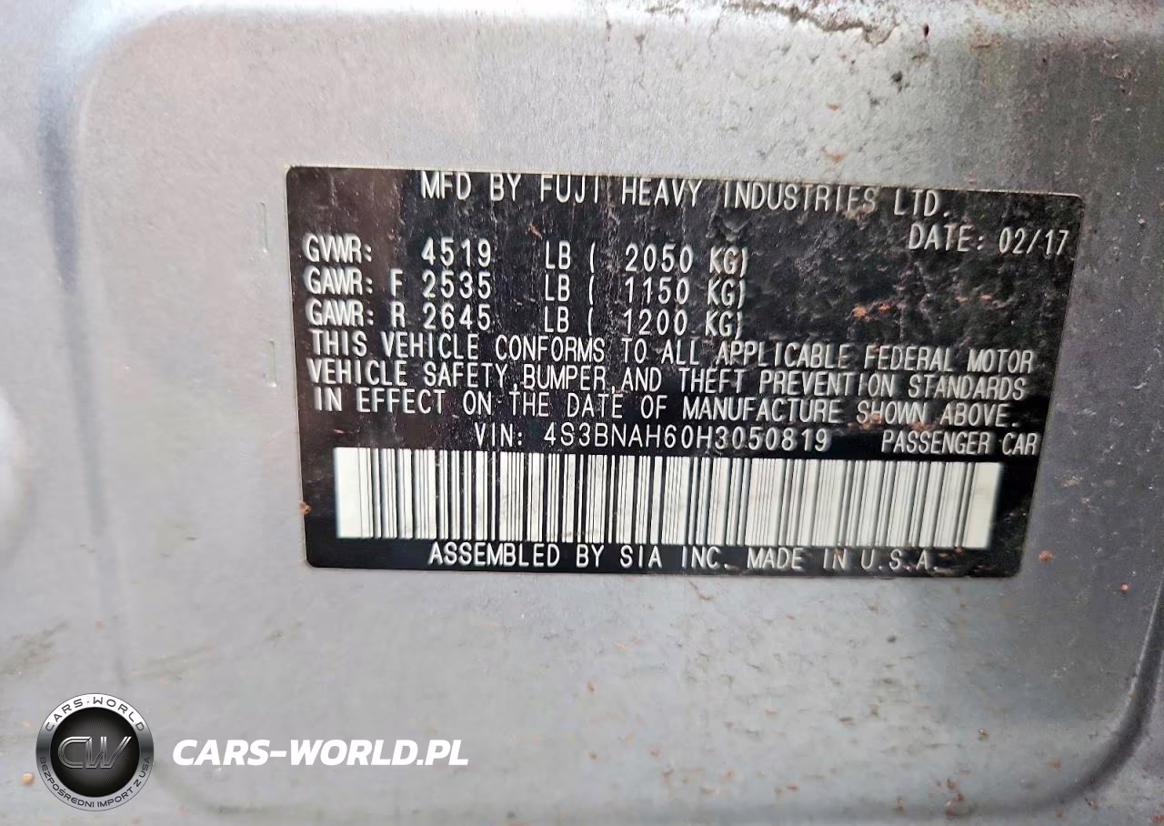 2017 Subaru Legacy 2.5I Premium VIN:4S3BNAH60H3050819 - 13