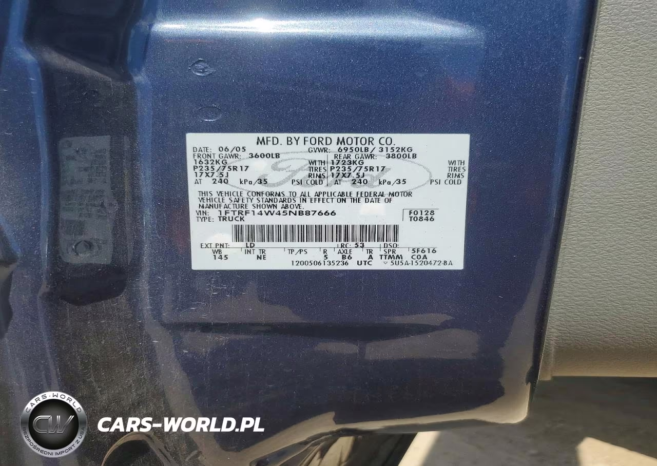 2005 Ford F150 VIN:1FTRF14W45NB87666 - 12