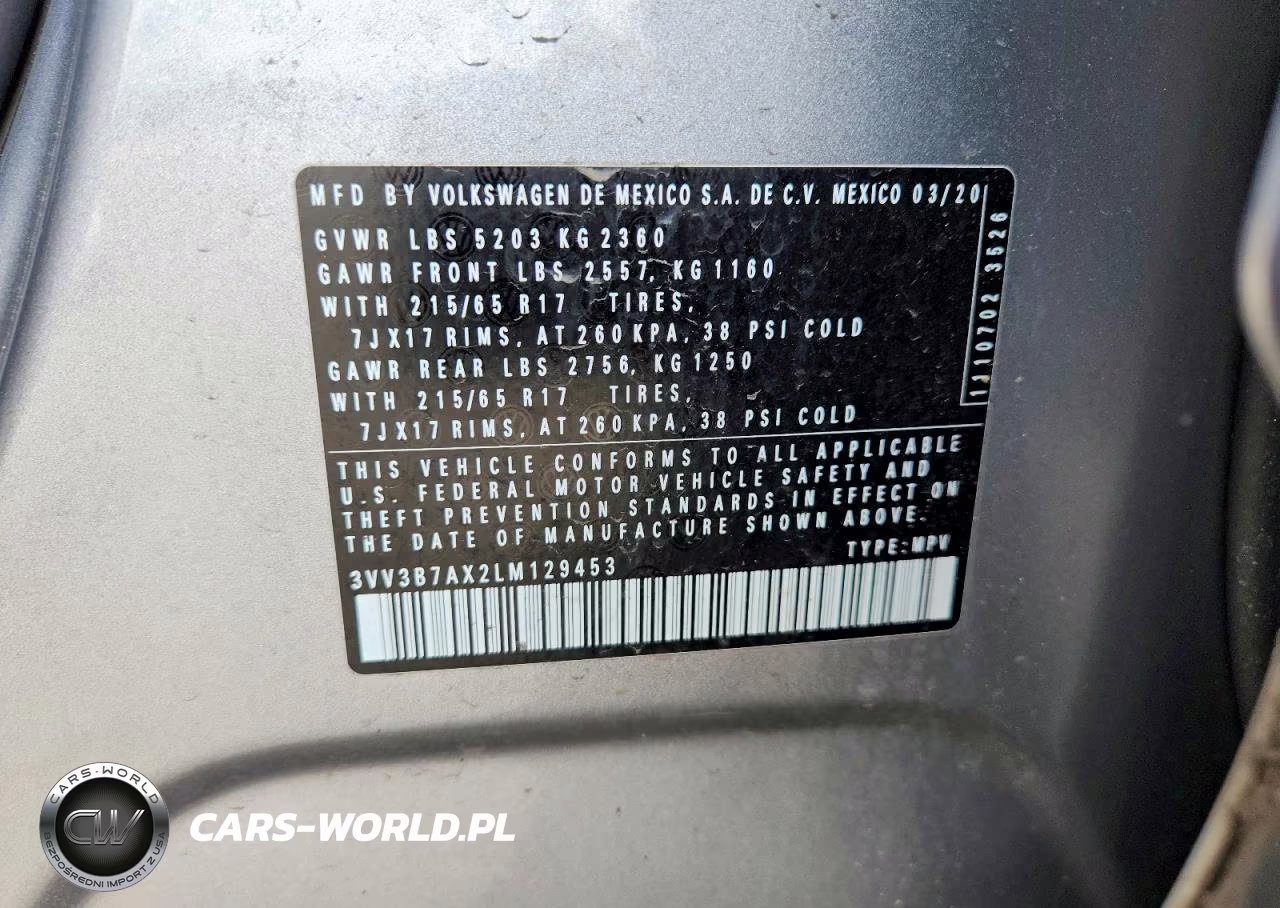 2020 Volkswagen Tiguan Se VIN:3VV3B7AX2LM129453 - 13
