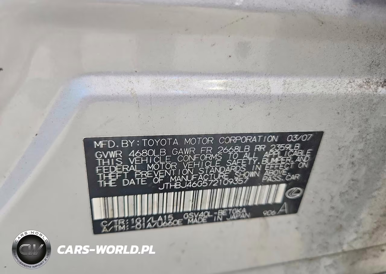 2007 Lexus Es 350 VIN:JTHBJ46G572109357 - 12