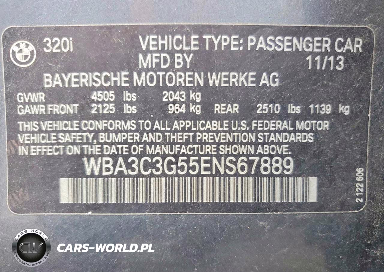 2014 BMW 320 I xDrive VIN:WBA3C3G55ENS67889 - 12