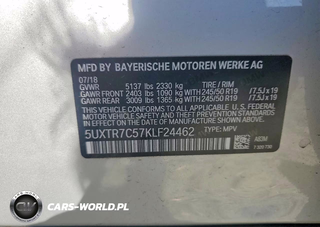 2019 BMW X3 Sdrive30I VIN:5UXTR7C57KLF24462 - 12