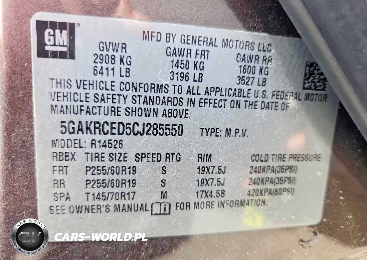 2012 Buick Enclave VIN:5GAKRCED5CJ285550 - 13