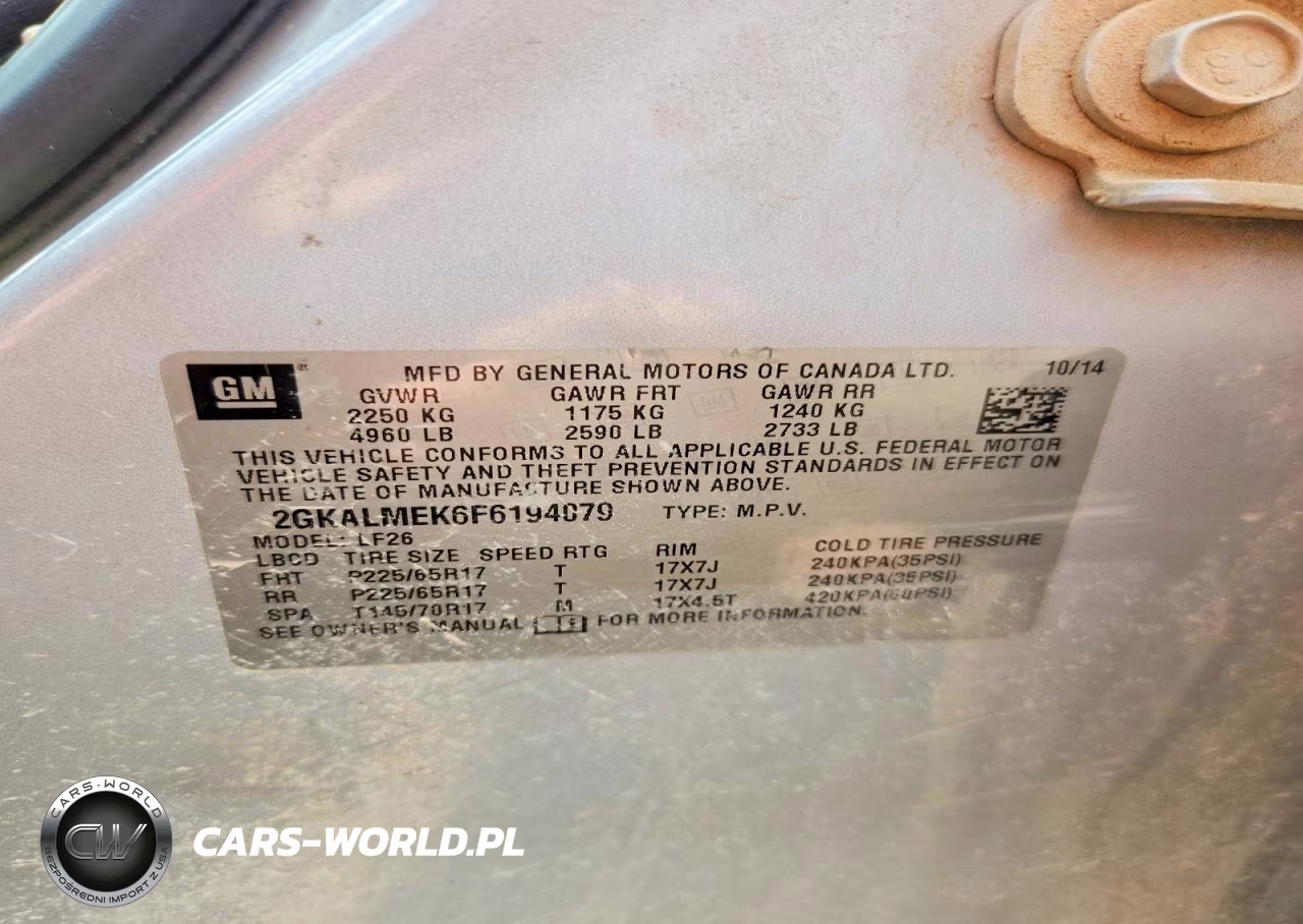 2015 GMC Terrain Sle VIN:2GKALMEK6F6194079 - 14
