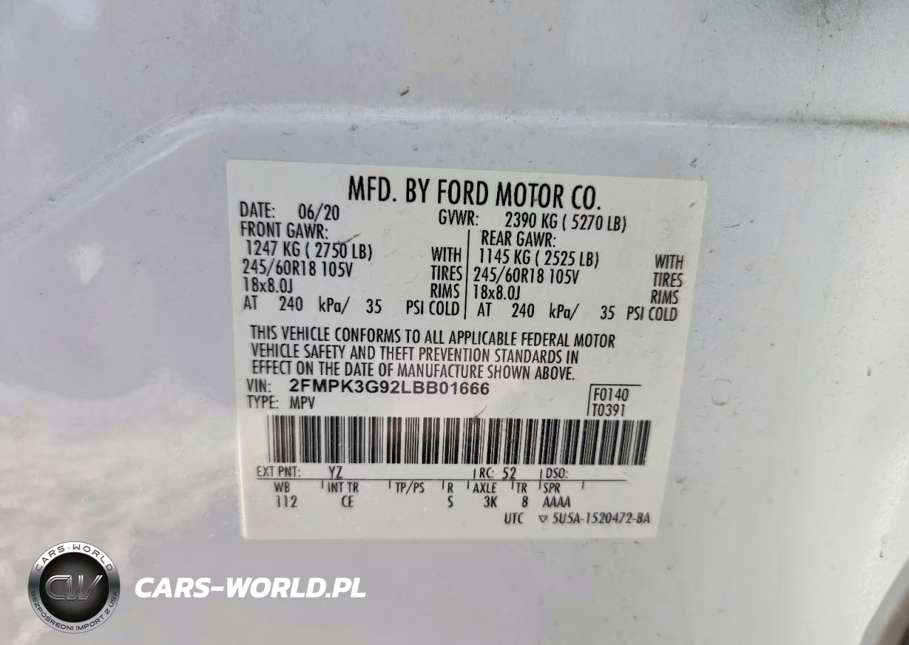 2020 Ford Edge Se VIN:2FMPK3G92LBB01666 - 14