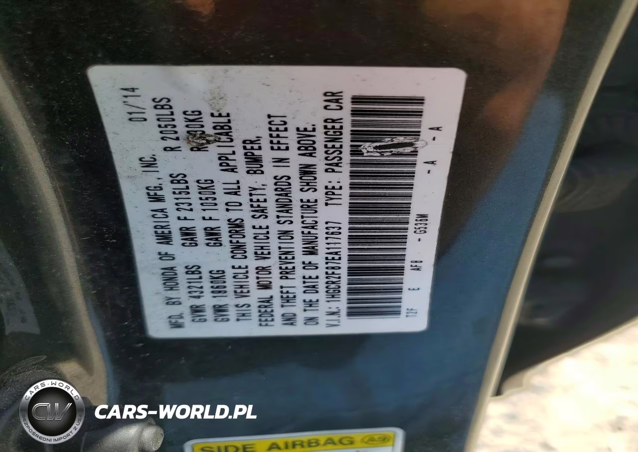 2014 Honda Accord Exl VIN:1HGCR2F87EA117637 - 13