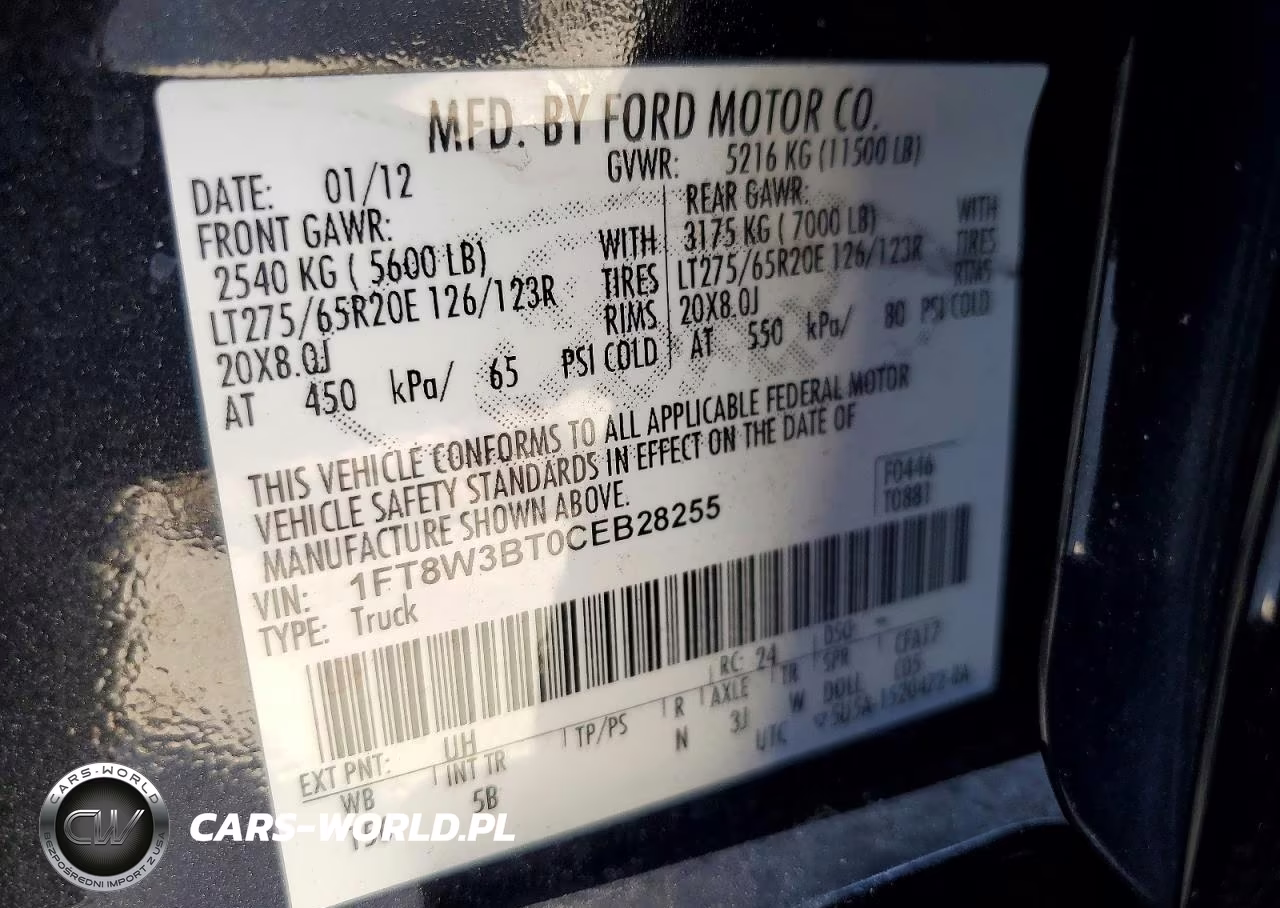 2012 Ford F350 Super Duty VIN:1FT8W3BT0CEB28255 - 12