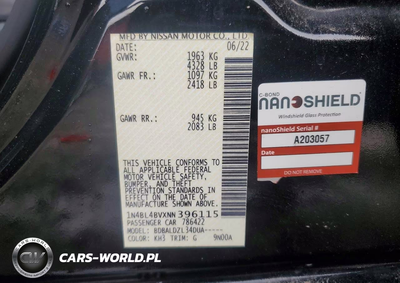 2022 Nissan Altima S VIN:1N4BL4BVXNN396115 - 12