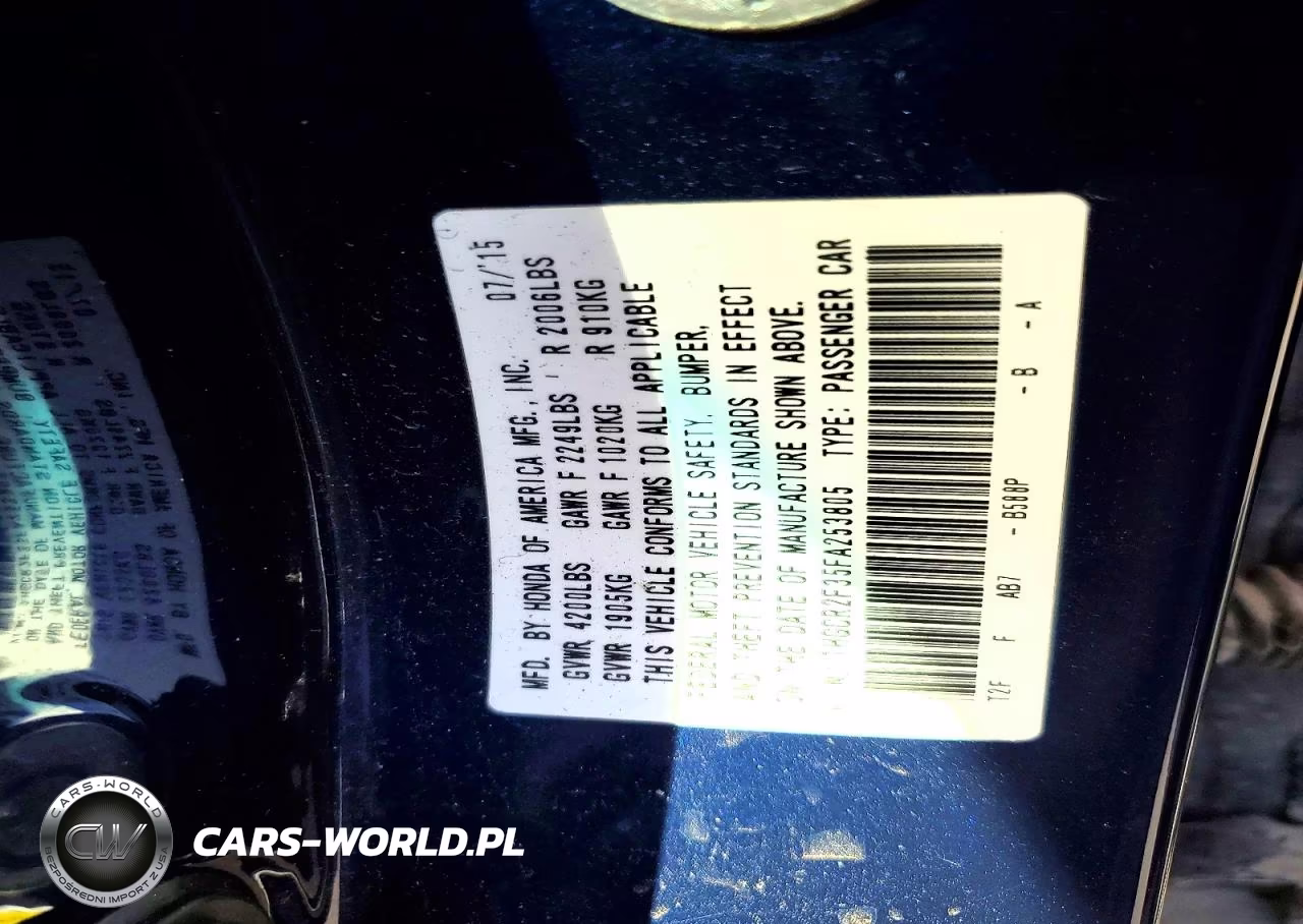 2015 Honda Accord Lx VIN:1HGCR2F35FA253805 - 12