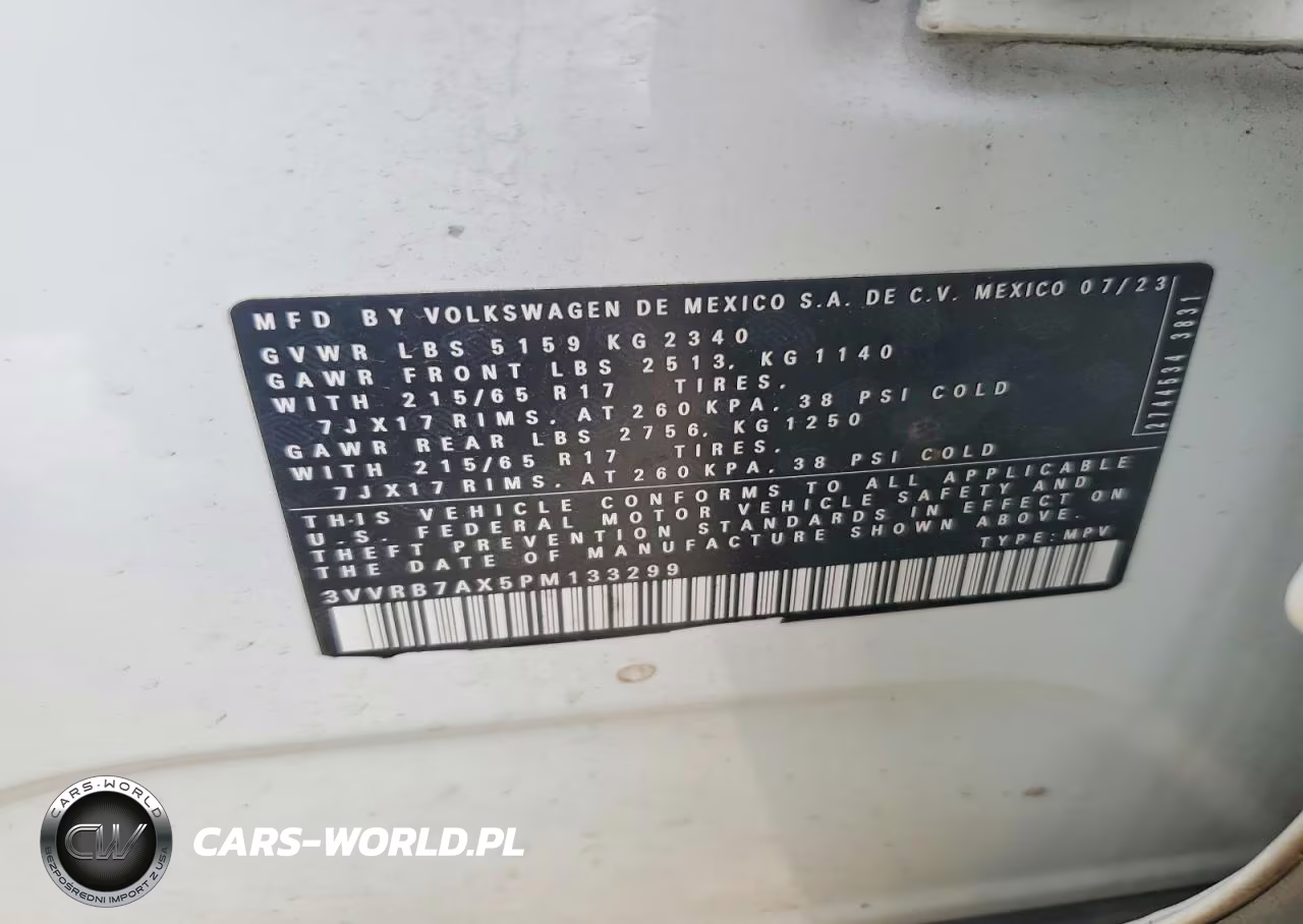 2023 Volkswagen Tiguan S VIN:3VVRB7AX5PM133299 - 12