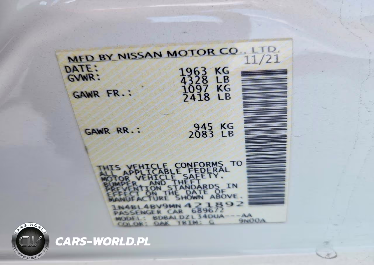 2021 Nissan Altima S VIN:1N4BL4BV9MN421892 - 13