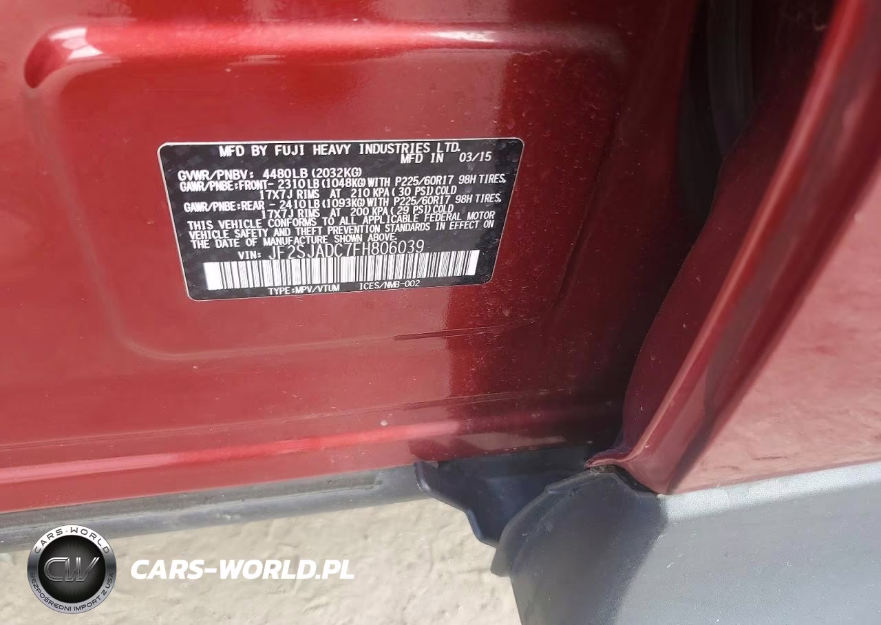 2015 Subaru Forester 2.5I Premium VIN:JF2SJADC7FH806039 - 13