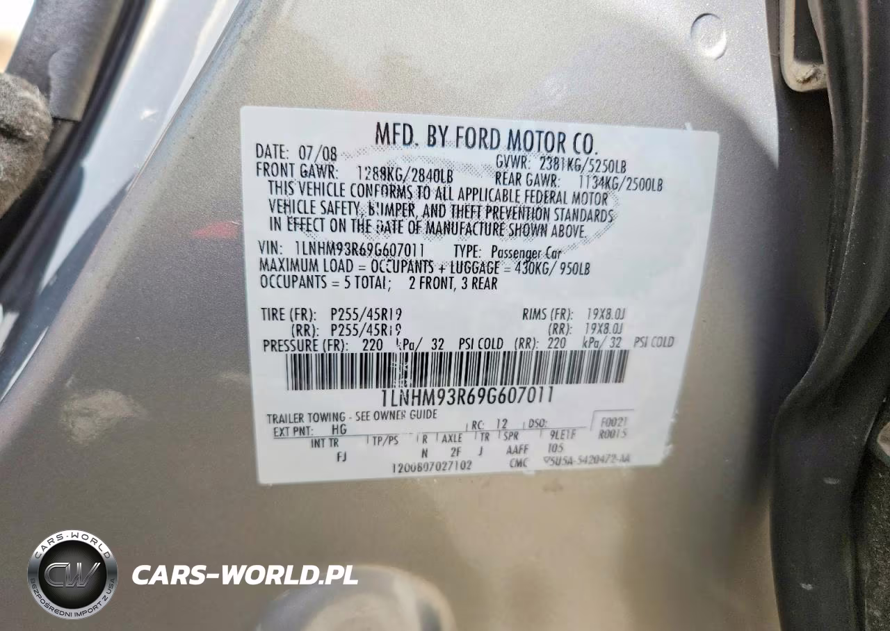 2009 Linc Mks VIN:1LNHM93R69G607011 - 12