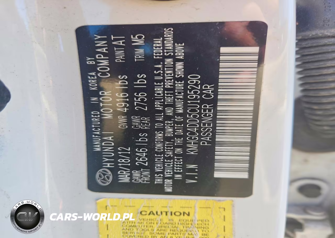 2012 Hyundai Genesis 3.8L VIN:KMHGC4DD5CU195290 - 12