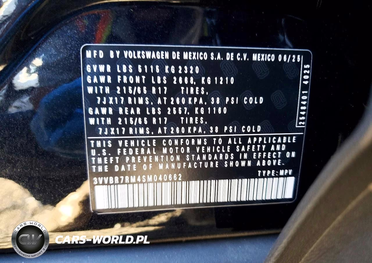 2025 Volkswagen Tiguan S VIN:3VVBR7RM4SM040662 - 13