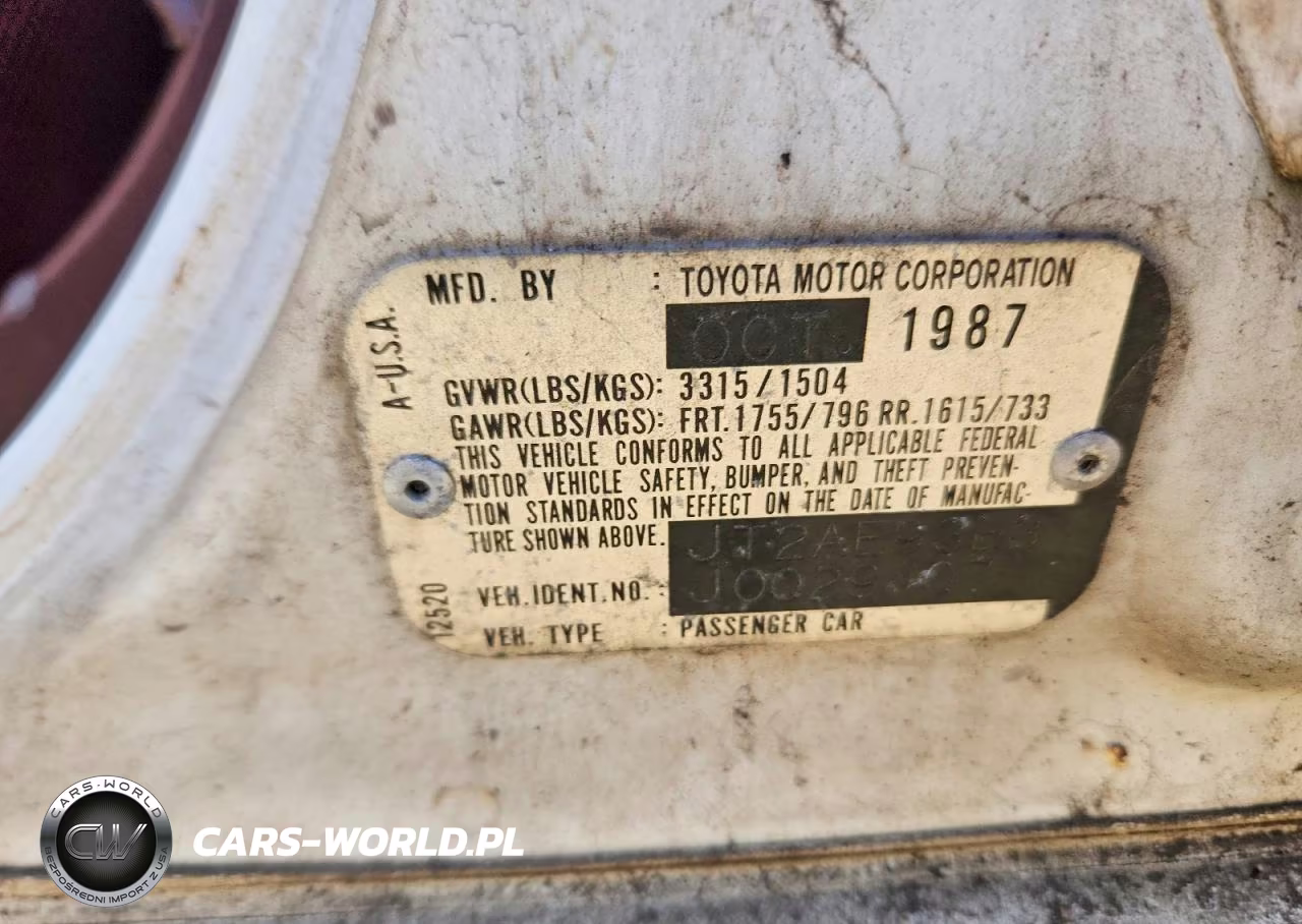 1988 Toyota Corolla Le VIN:JT2AE93E3J0029407 - 12