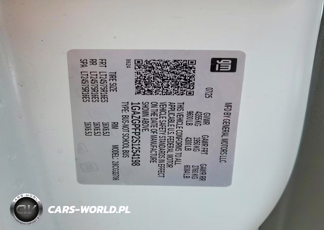 2025 Chevrolet Express G3500 Lt VIN:1GAZGPFP2S1254198 - 14