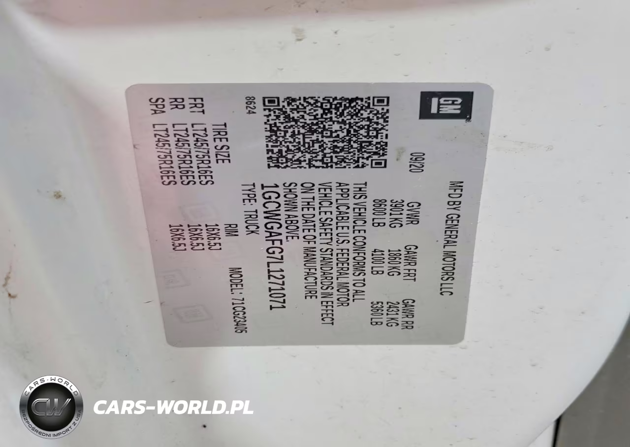 2020 Chevrolet Express G2500 VIN:1GCWGAFG7L1271071 - 12