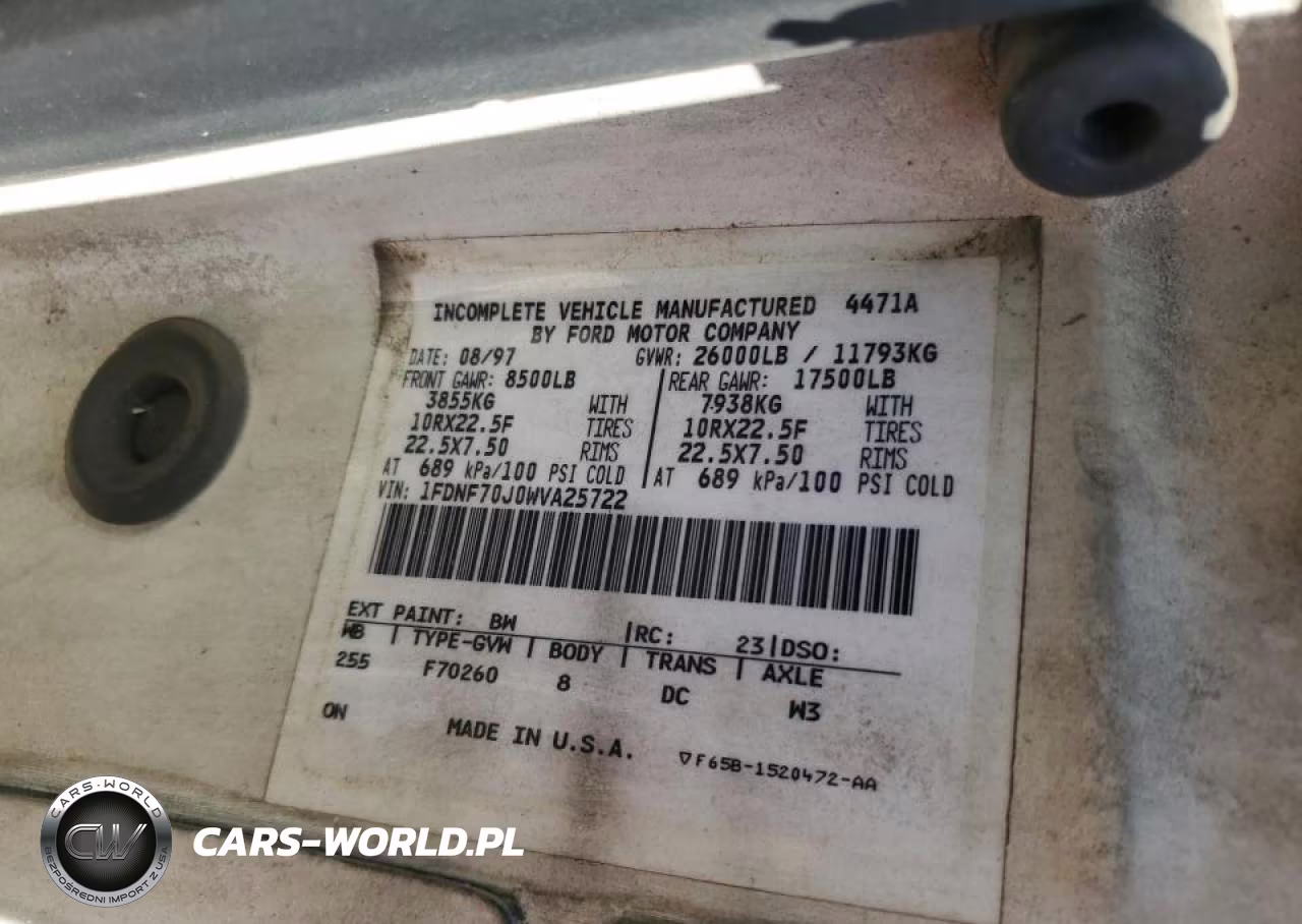 1998 Ford F700 VIN:1FDNF70J0WVA25722 - 10