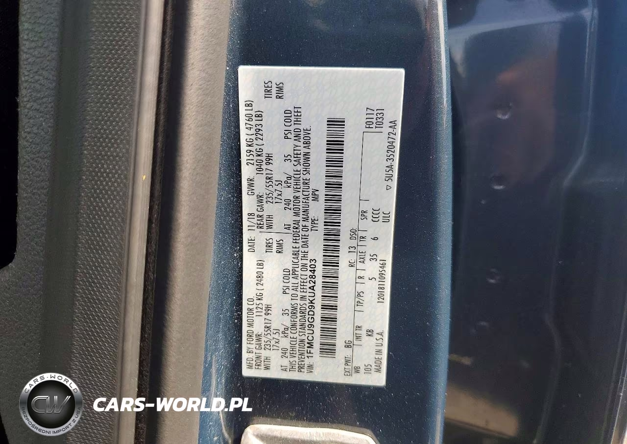2019 Ford Escape Se VIN:1FMCU9GD9KUA28403 - 13
