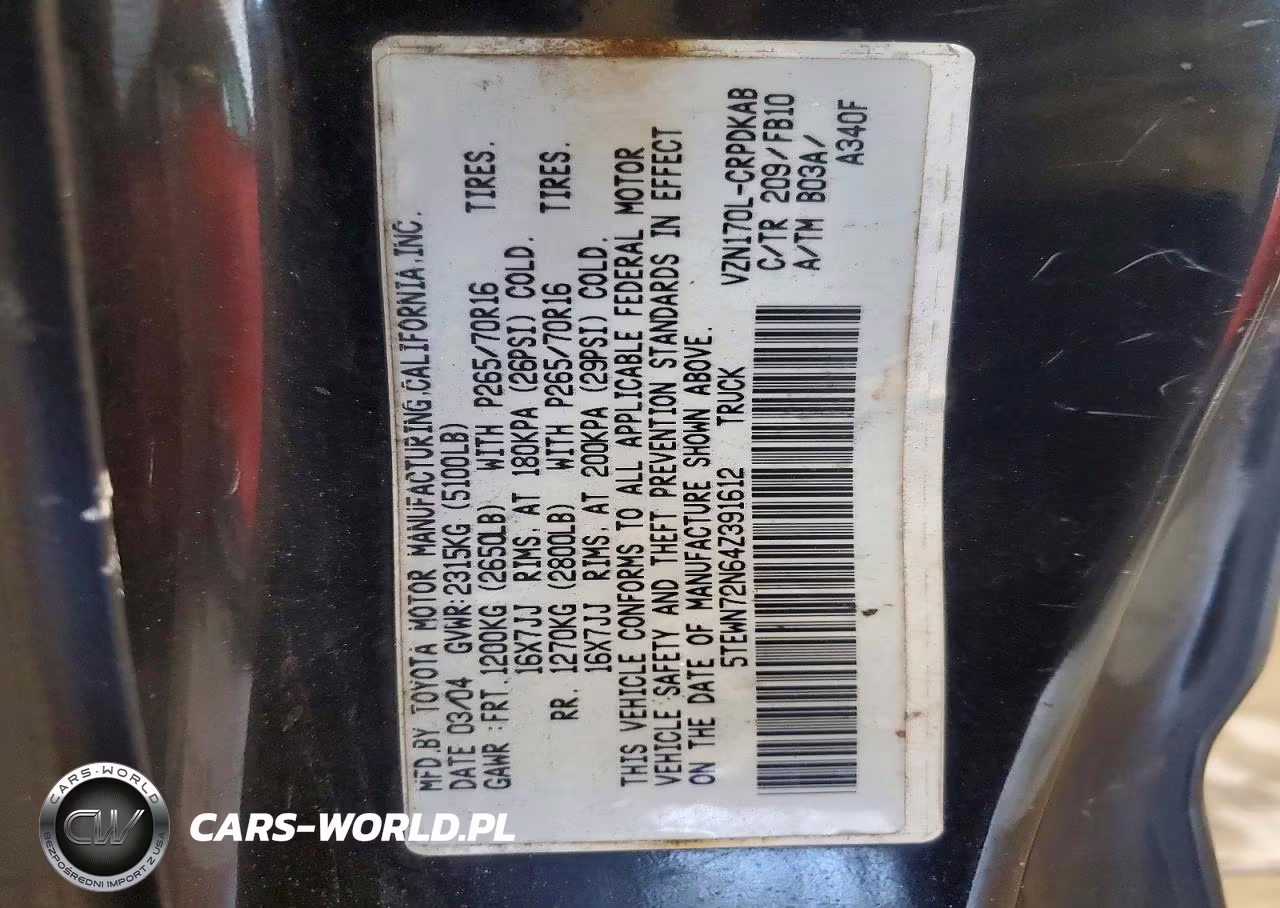 2004 Toyota Tacoma V6 VIN:5TEWN72N64Z391612 - 12