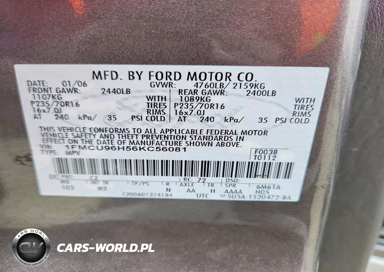 2006 Ford Escape Hev VIN:1FMCU96H56KC56081 - 13