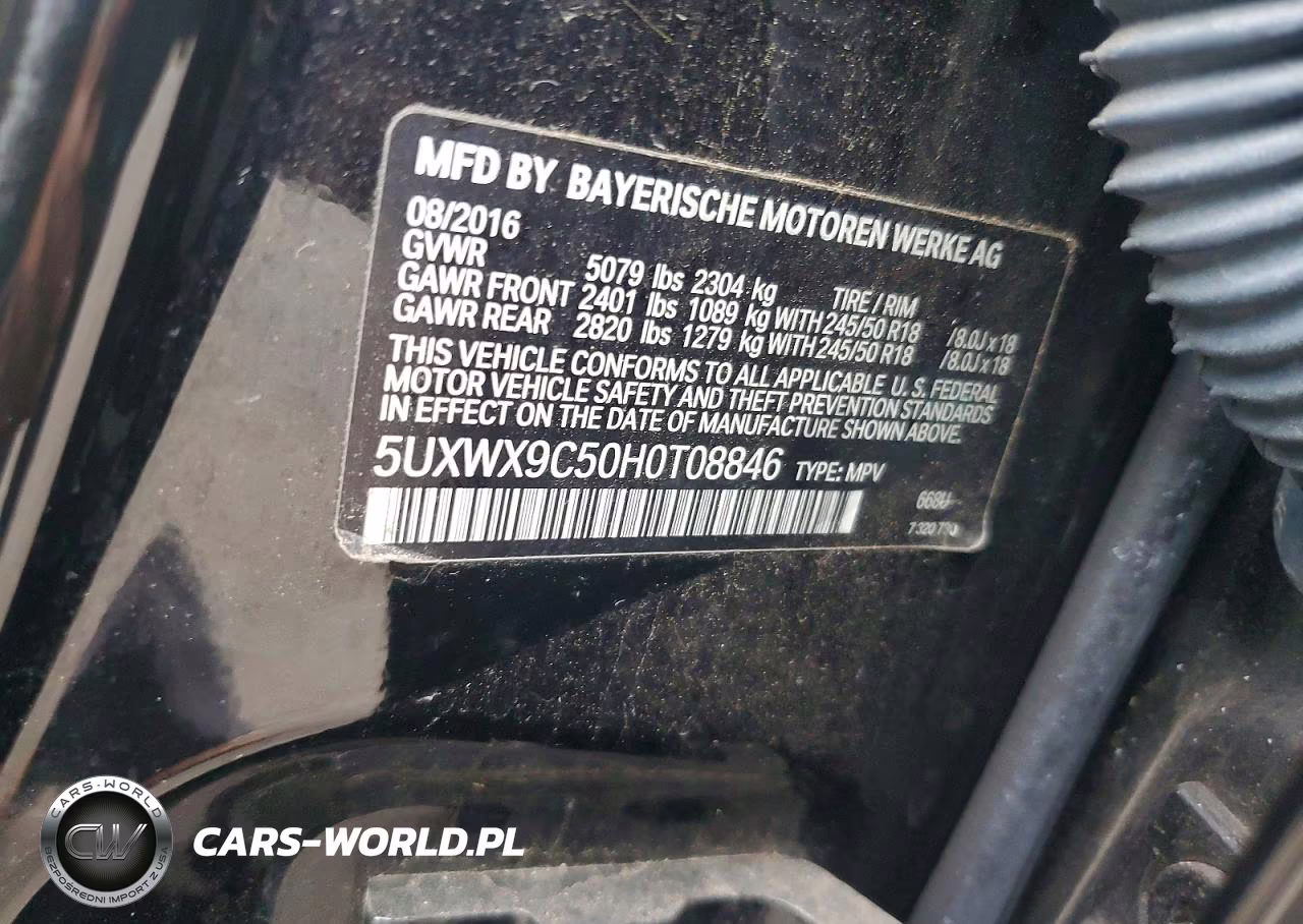 2017 BMW X3 xDrive28I VIN:5UXWX9C50H0T08846 - 13
