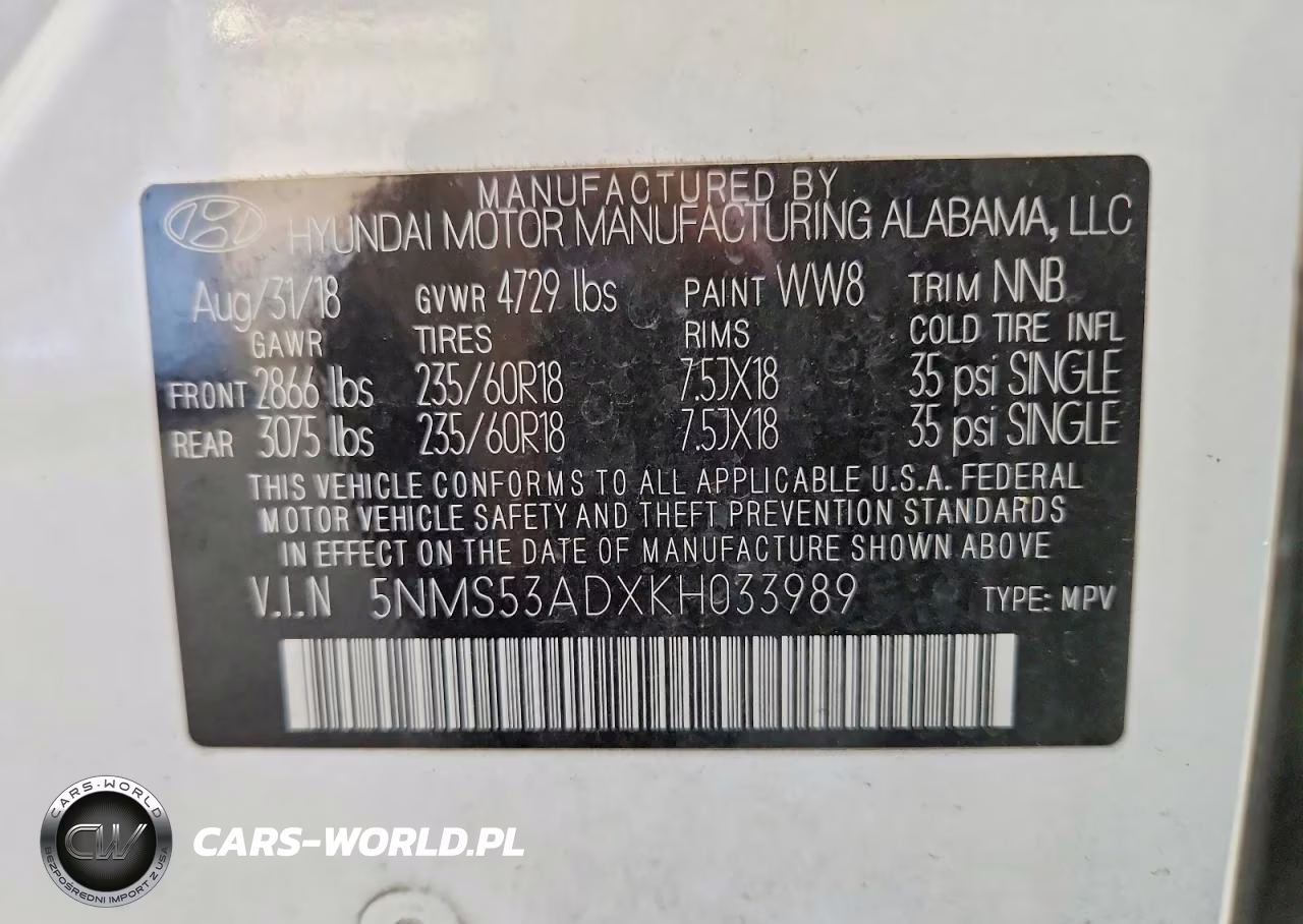 2019 Hyundai Santa Fe Limited 2.4L VIN:5NMS53ADXKH033989 - 14